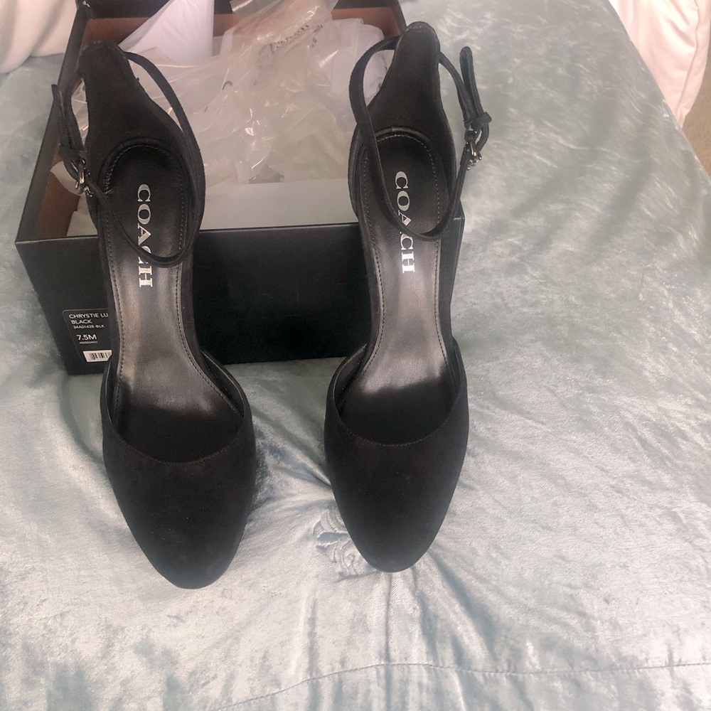 🔥🔥Coach chrystie Lux Suede Mary Jane Platform Shoes 7.5M in box 💝